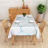Aperturee - Aperturee Blue And White Arc Stripes Modern Rectangle Tablecloth